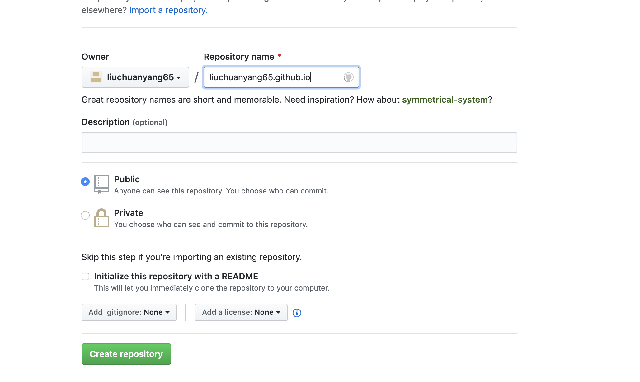 create a new repository
